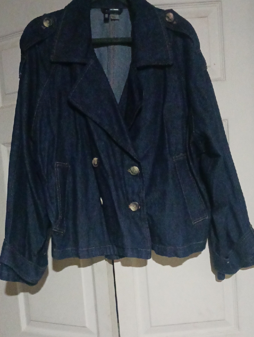 Divided Dark Blue Double-Breasted Denim Jacket